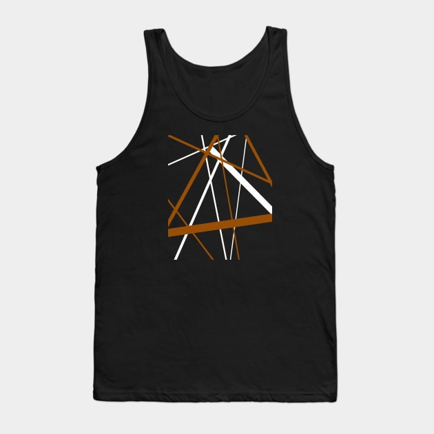 Criss Cross Sienna Brown and White Lines Tank Top by taiche